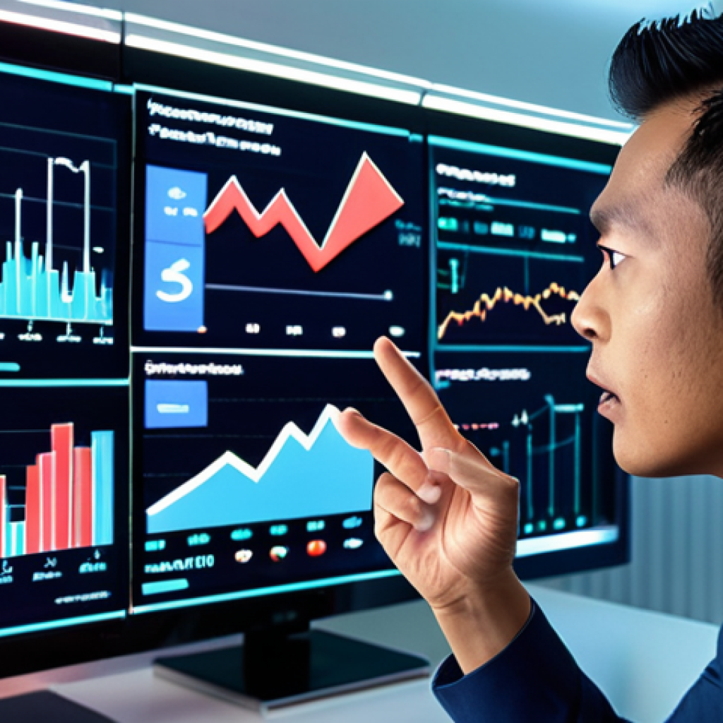 **"A Malaysian e-commerce entrepreneur, focused and determined, interacting with a futuristic, multi-screen dashboard filled with dynamic data visualizations. Holographic charts, glowing graphs, and flowing customer trend lines surround them, symbolizing deep analytical insights and strategic decision-making. The entrepreneur gestures confidently towards projected data points, representing turning raw numbers into powerful business strategies. The setting is a modern, vibrant digital hub, emphasizing data as the 'new oil' in the digital economy."**