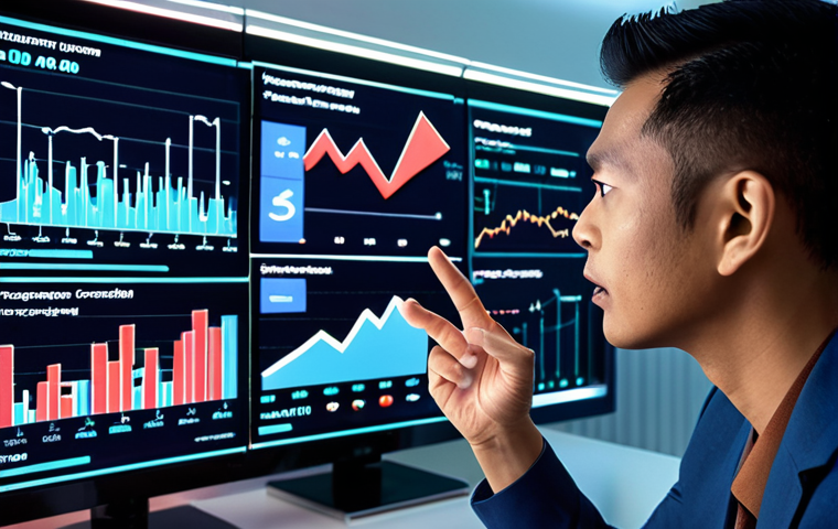 **"A Malaysian e-commerce entrepreneur, focused and determined, interacting with a futuristic, multi-screen dashboard filled with dynamic data visualizations. Holographic charts, glowing graphs, and flowing customer trend lines surround them, symbolizing deep analytical insights and strategic decision-making. The entrepreneur gestures confidently towards projected data points, representing turning raw numbers into powerful business strategies. The setting is a modern, vibrant digital hub, emphasizing data as the 'new oil' in the digital economy."**